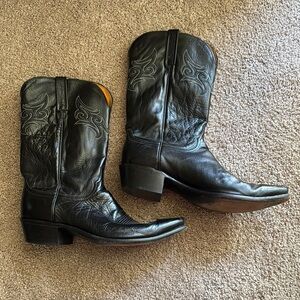 Lucchese Black Western Leather Boots